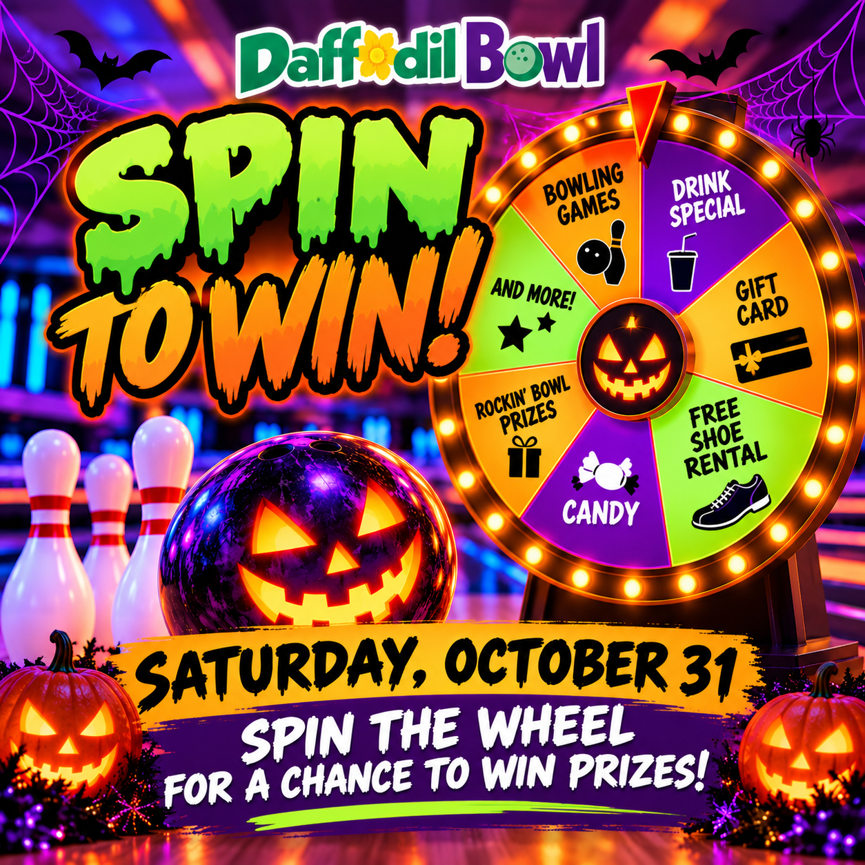 Halloween Spin-to-Win Bowling Event
